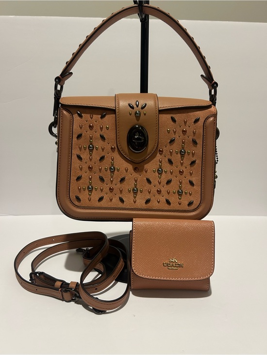 Coach Handbags - Coach Page Crossbody Prairie Rivets Suede Studded Bag Matching Wallet Dust Bag